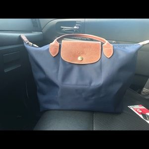 Small Le Pliage Navy Longchamp Tote